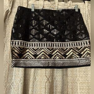 Express ladies med black gold silver bling skirt